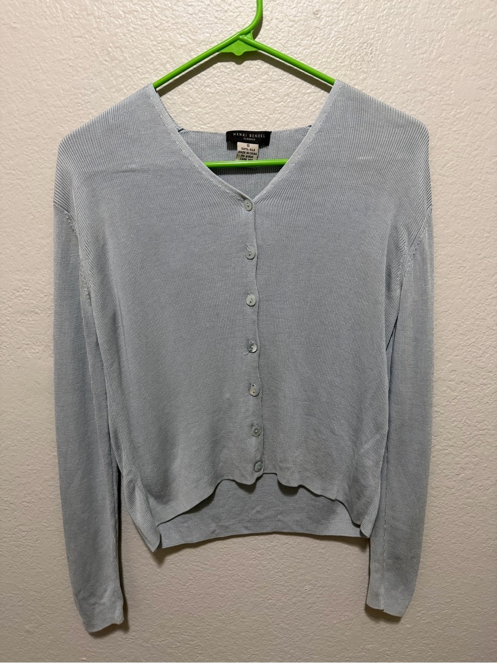 Vintage Henri Bendel Classics 100% Silk Ribbed Cardigan Small
